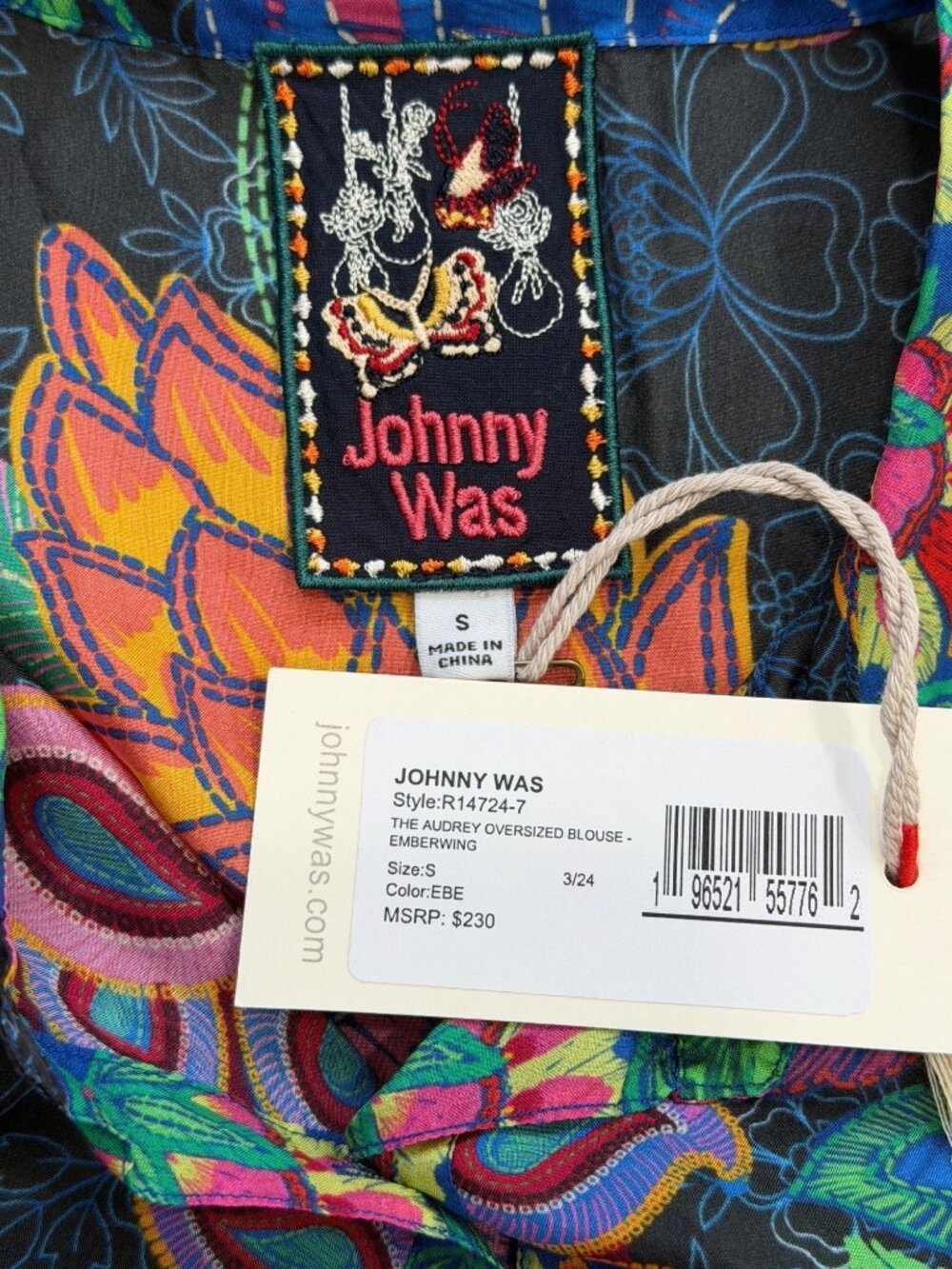 Johnny Was Womens Size S Audrey Oversize Blouse Silk Floral Button-Up $230 NEW - Picture 4 of 7